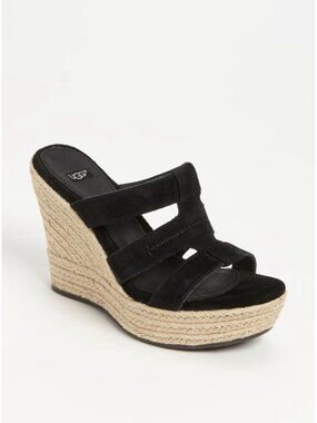 UGG "Tawnie" Black Suede Wedge_Size 6